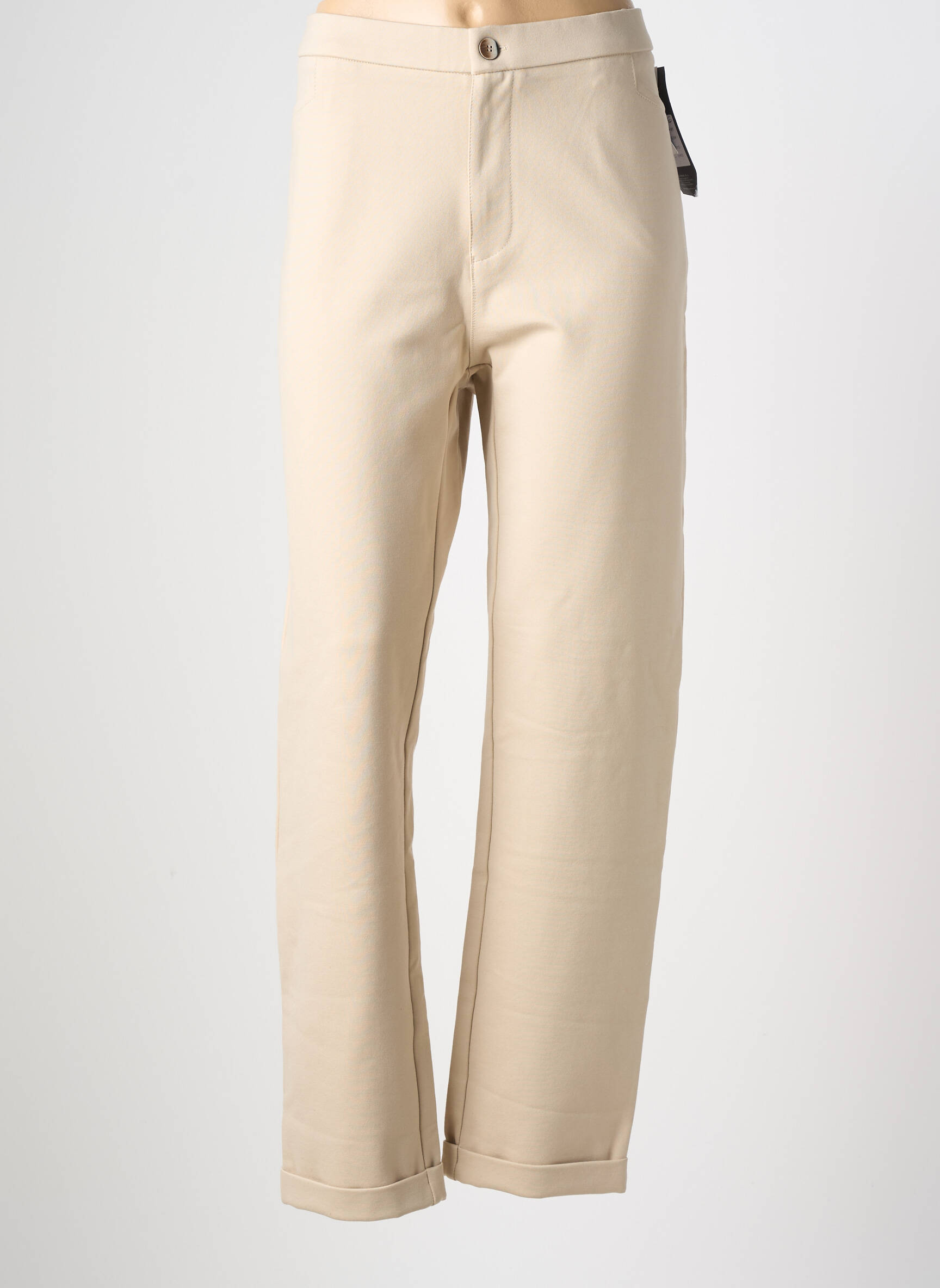 Pantalon droit stretch taille normale beige WALTRON femme