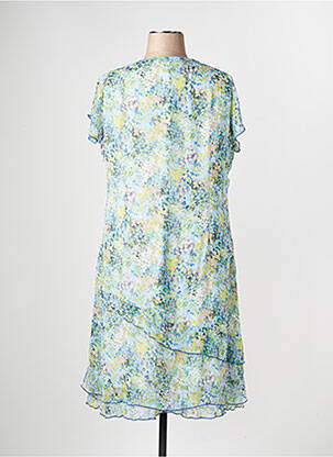Robe mi-longue coupe fluide manches courtes bleu JEAN GABRIEL femme