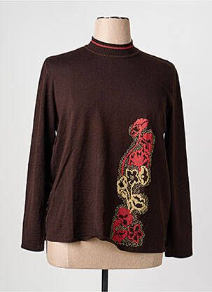 Pull coupe cintrée manches longues marron RODAM femme