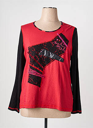 Top tissage jersey manches longues rouge PAUSE CAFE femme