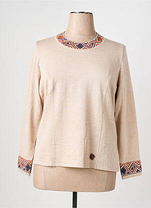 Pull tissage chiné manches longues beige PAUPORTÉ femme