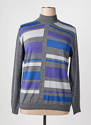 Pull tissage chiné manches longues gris ELLEMME femme