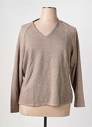 Pull tissage chiné manches longues gris PAUPORTÉ femme