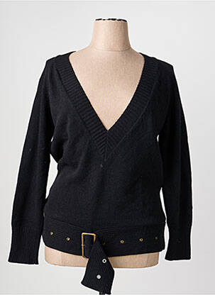 Pull col v manches longues noir PAUSE CAFE femme