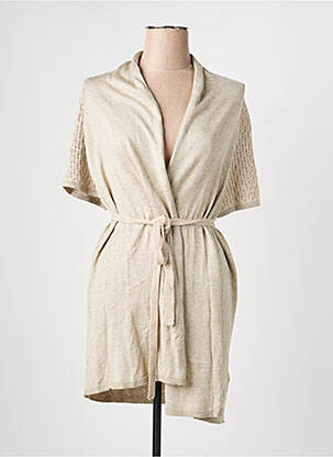Gilet manches courtes col châle beige OLSEN femme