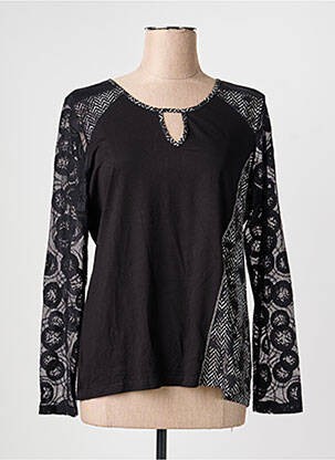 Top tissage jersey manches longues noir PAUSE CAFE femme