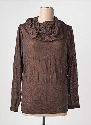 Top tissage jersey manches longues marron PAUSE CAFE femme
