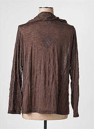 Top tissage jersey manches longues marron PAUSE CAFE femme