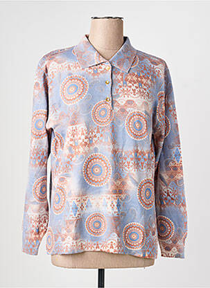 Polo coupe droite manches longues bleu GRIFFON femme