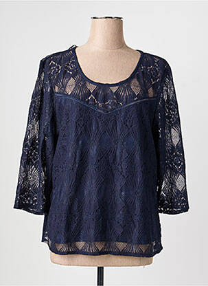 Blouse col rond manches longues bleu CHRISTINE LAURE femme
