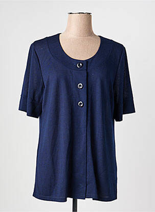 Top tissage crêpe manches courtes bleu FINNKARELIA femme