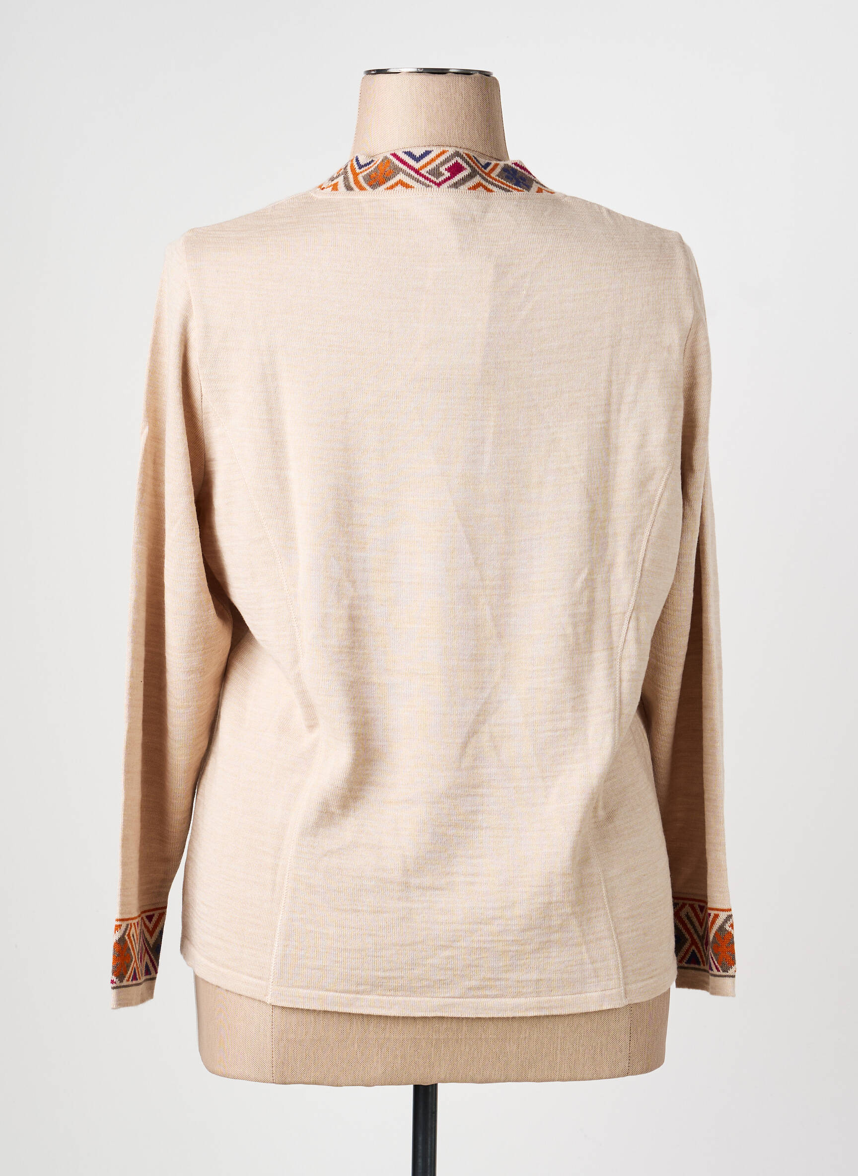 Pull tissage chiné manches longues beige PAUPORTÉ femme