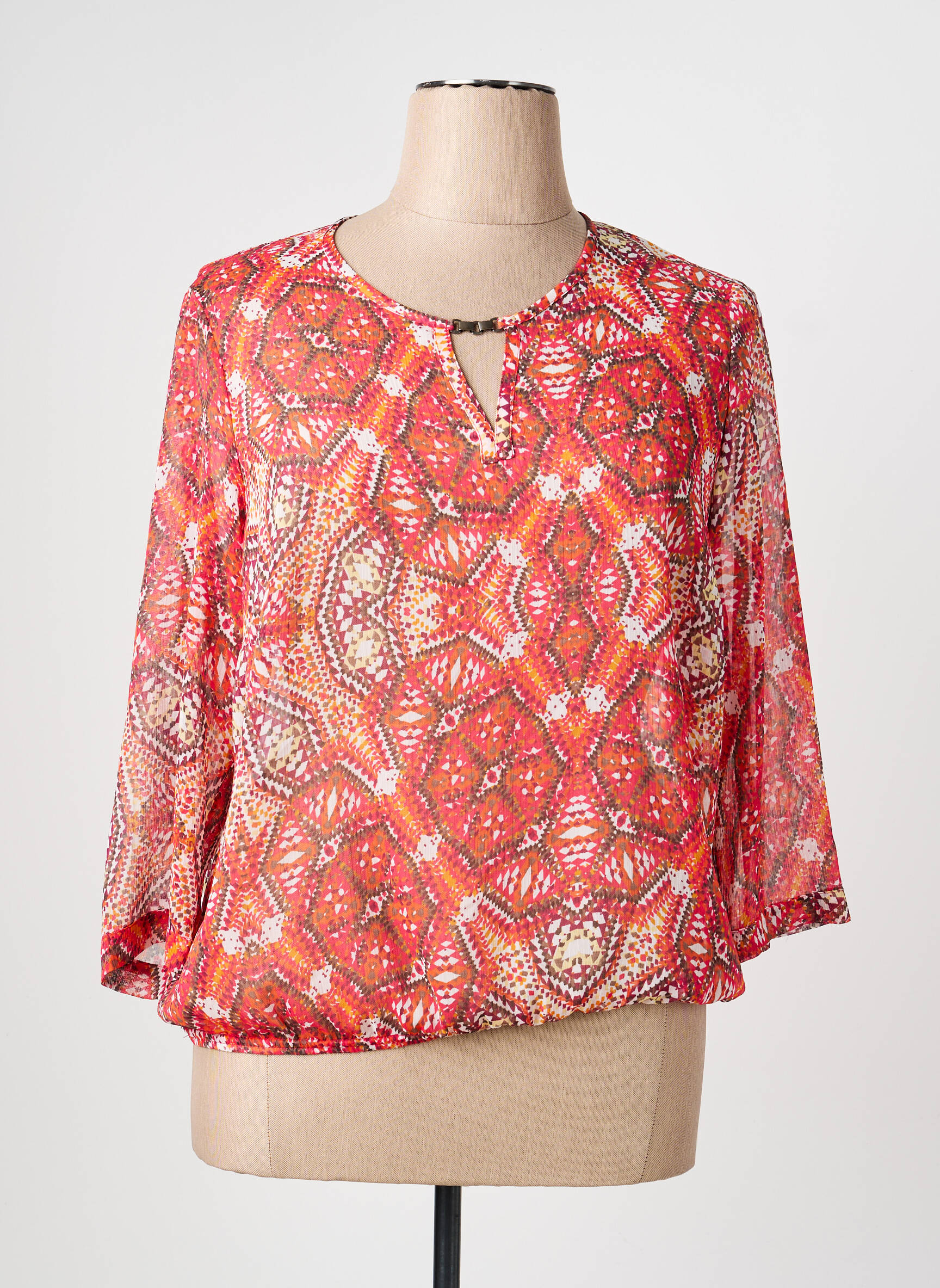 Blouse légère et transparente manches longues rouge PAUPORTÉ femme