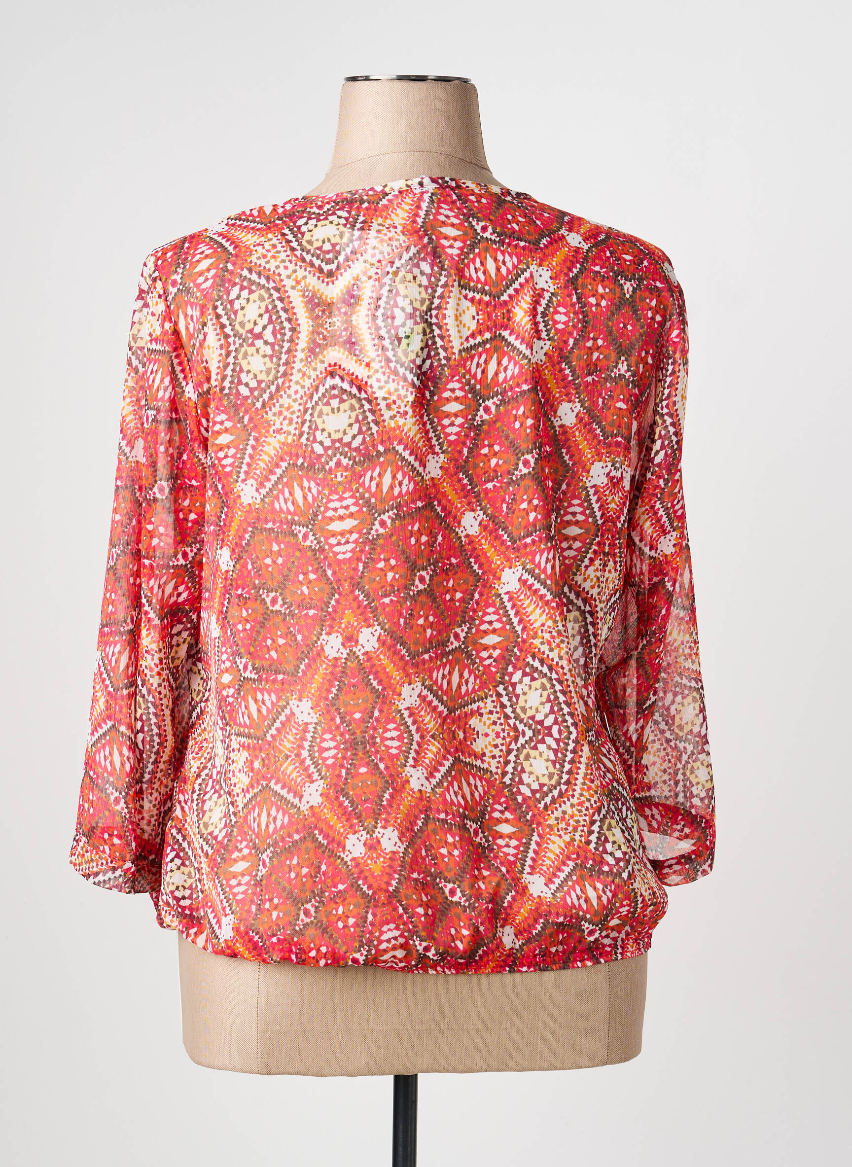 Blouse légère et transparente manches longues rouge PAUPORTÉ femme