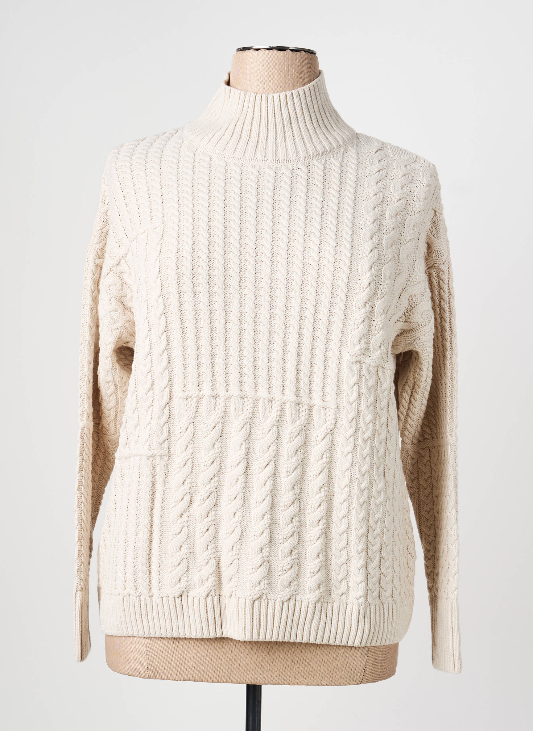 Pull coupe cintrée manches longues beige OLSEN femme