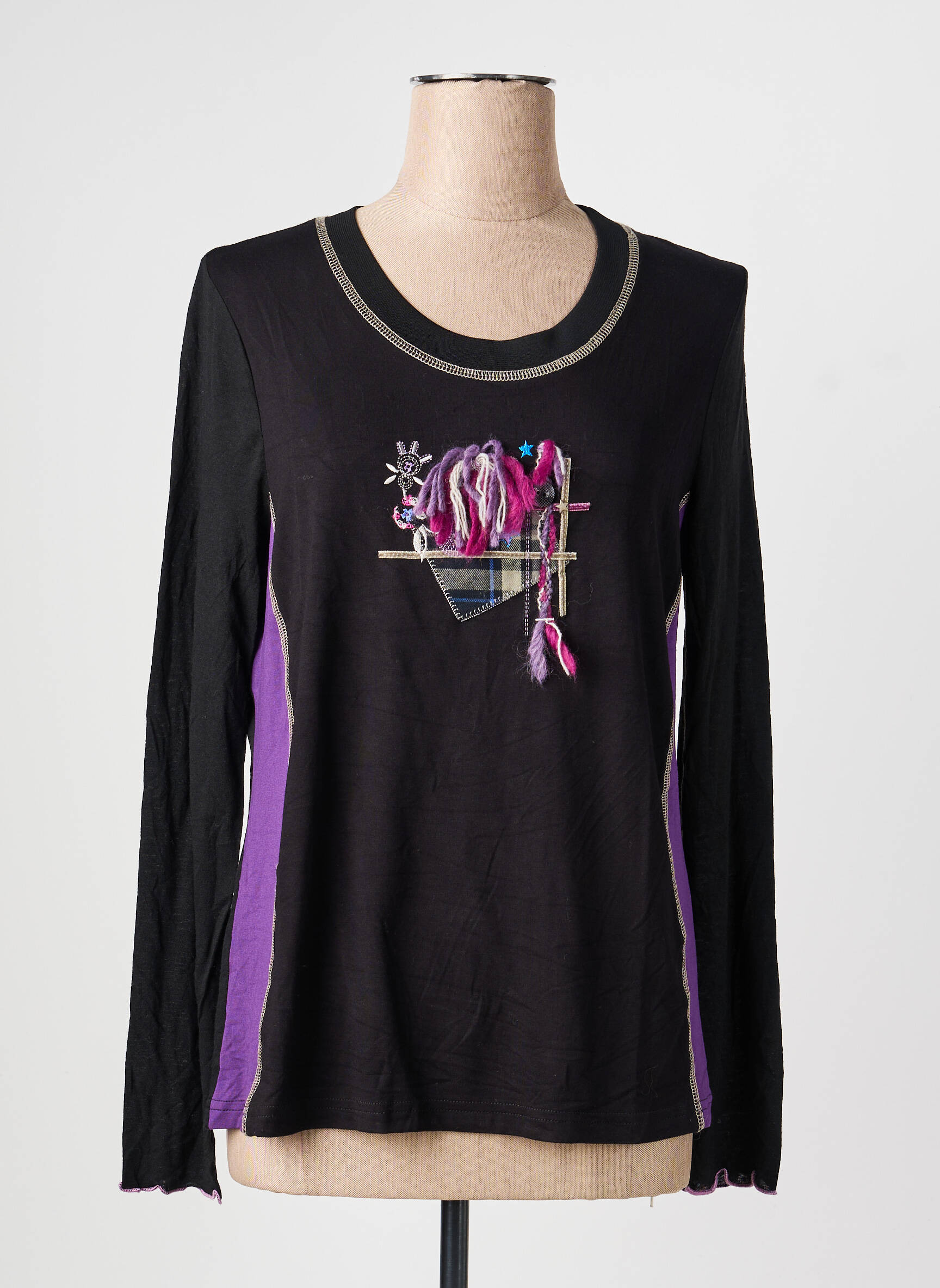 Top stretch manches longues noir PAUSE CAFE femme