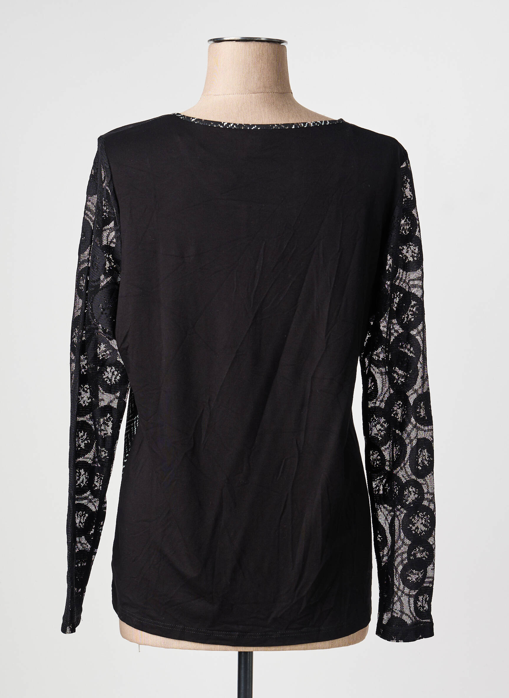Top tissage jersey manches longues noir PAUSE CAFE femme
