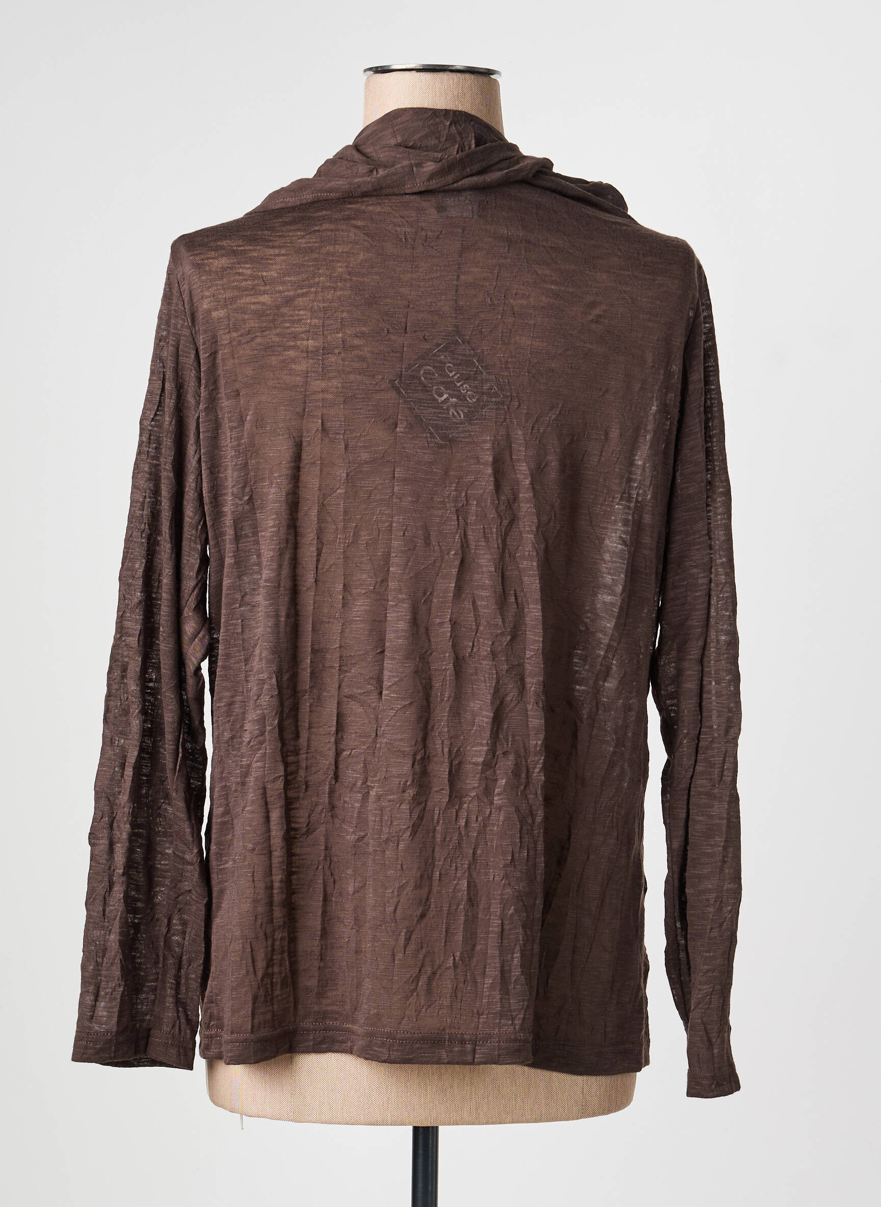 Top tissage jersey manches longues marron PAUSE CAFE femme