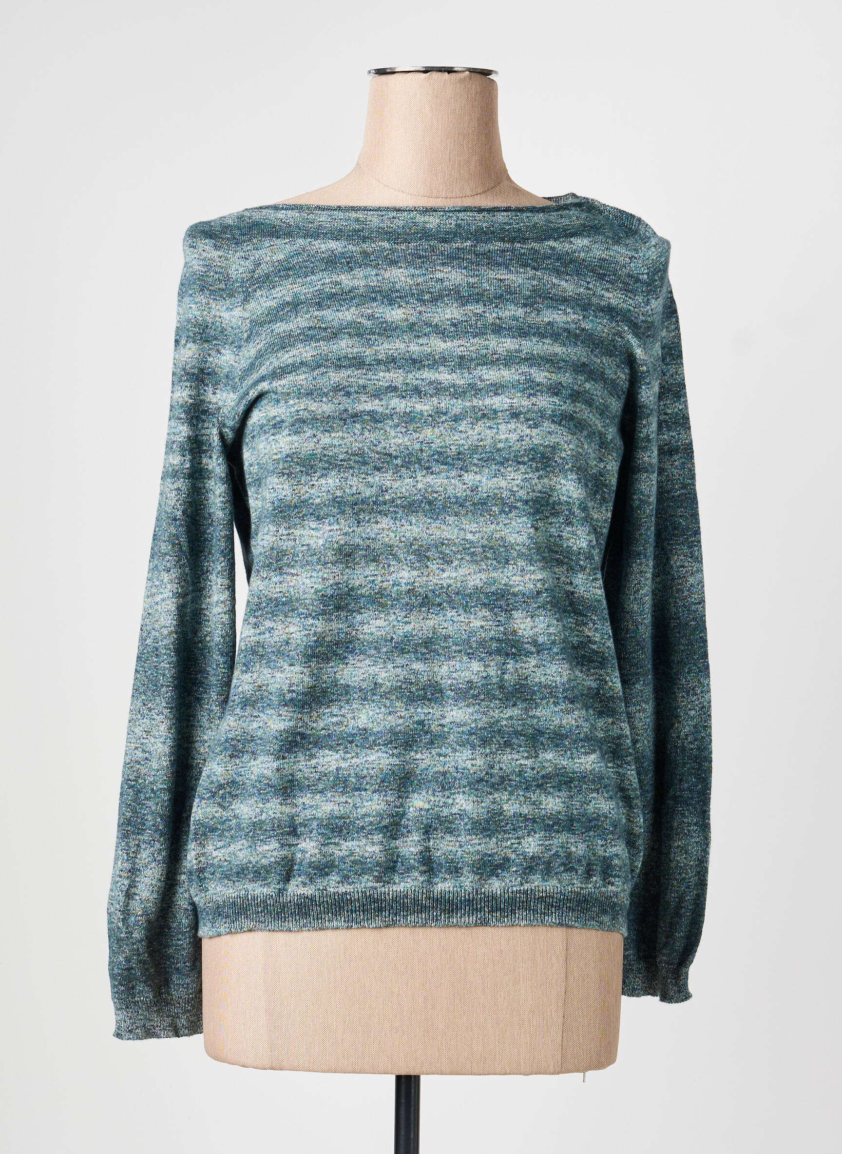 Pull tissage chiné manches longues vert ESCORPION femme
