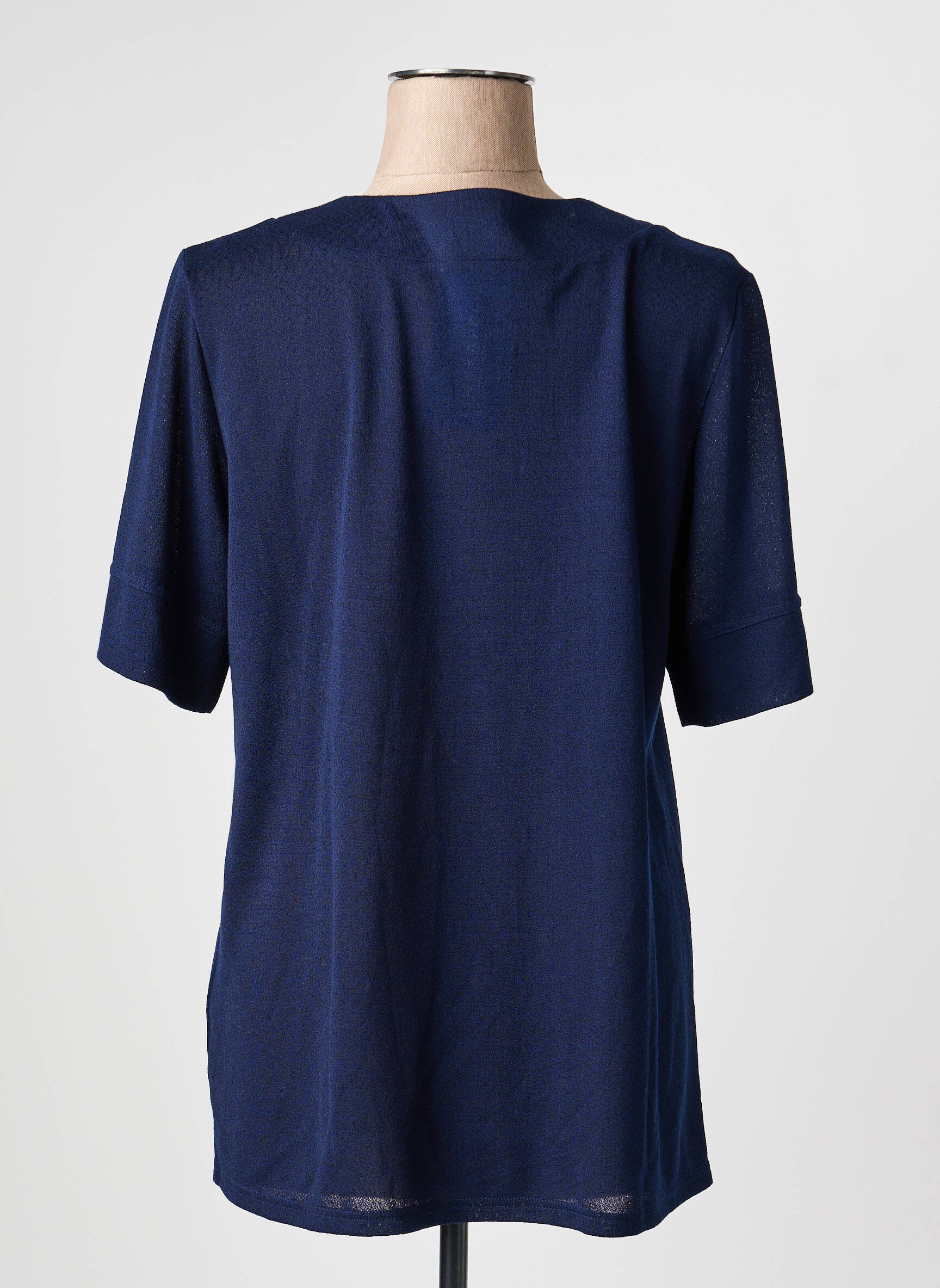 Top tissage crêpe manches courtes bleu FINNKARELIA femme