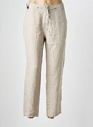 Pantalon chino fermeture zippée sous rabat boutonné taille normale beige IMPAQT femme