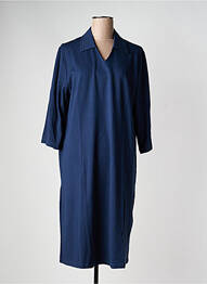 Robe mi-longue manches 3/4 manches 3/4 bleu SIGNATURE femme