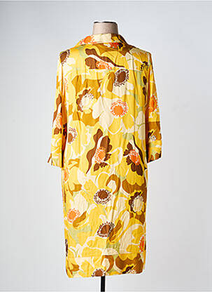 Robe mi-longue coupe fluide manches 3/4 jaune REVER MILE femme