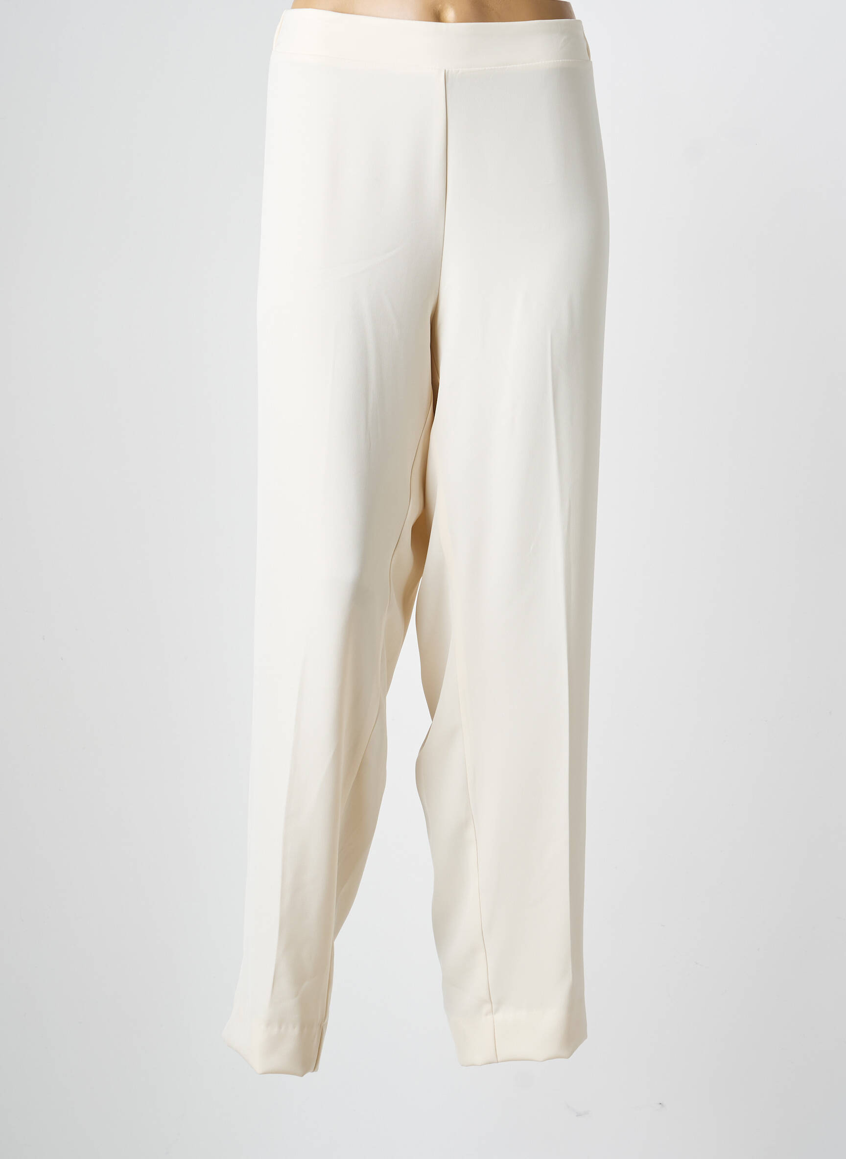 Pantalon droit tissage crêpe taille normale beige MAT. femme