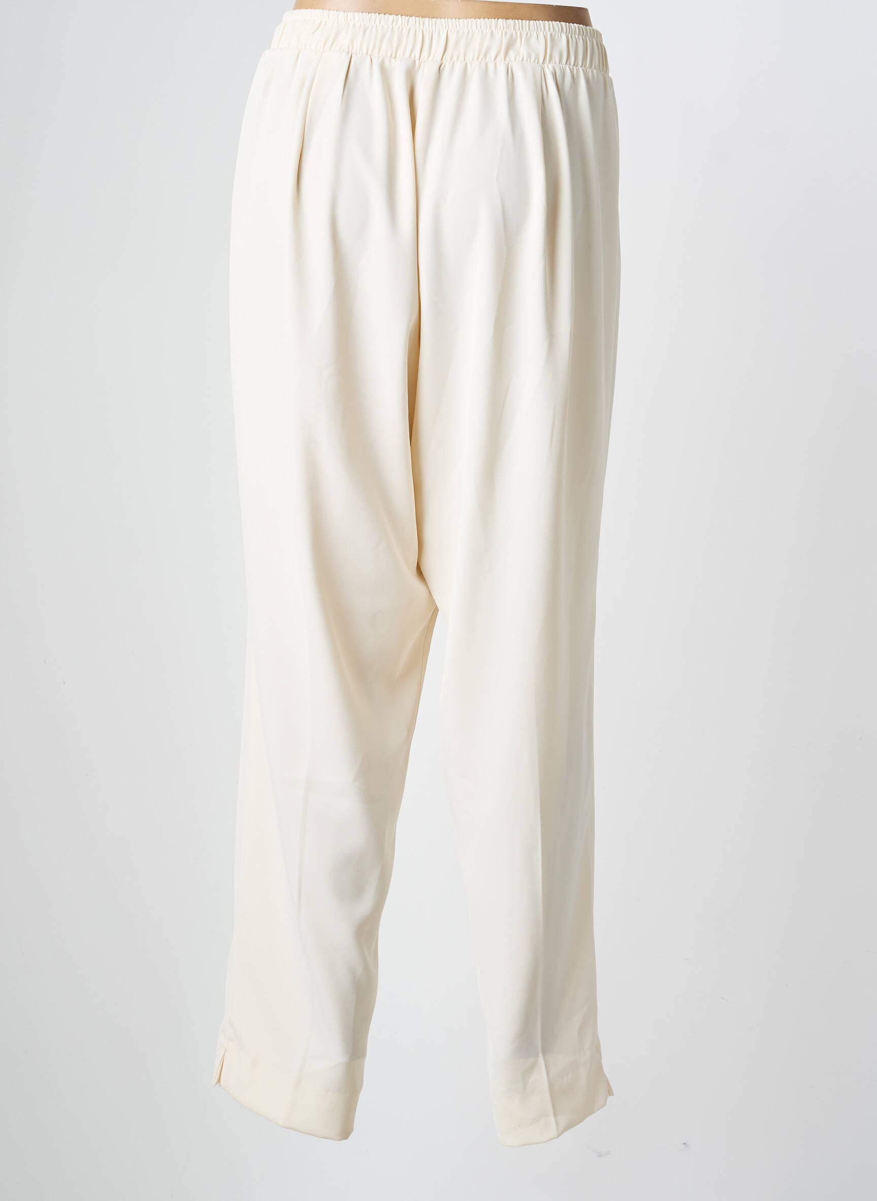 Pantalon droit tissage crêpe taille normale beige MAT. femme