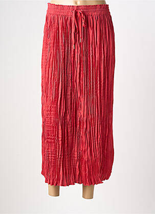 Jupe longue tissage plissé rouge YESTA femme