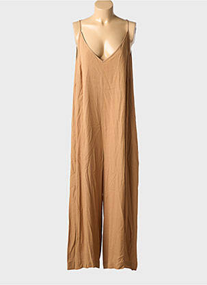 Combi-pantalon tissage crêpe fines bretelles beige MAT. femme