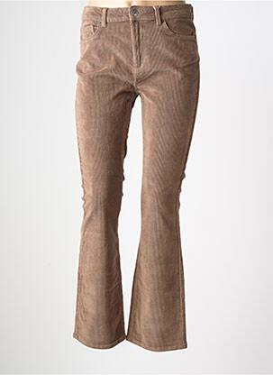 Pantalon flare fermeture zippée sous rabat boutonné beige ONLY femme