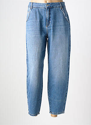 Jean coupe mom fermeture zippée sous rabat boutonné bleu ONLY femme