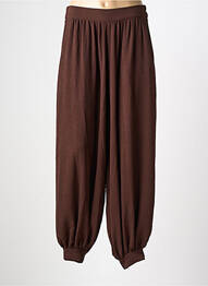 Pantalon droit taille élastique marron EMA BLUE'S femme