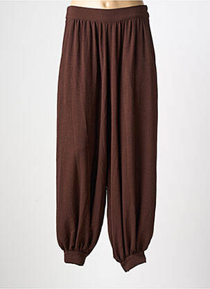 Pantalon droit taille élastique marron EMA BLUE'S femme