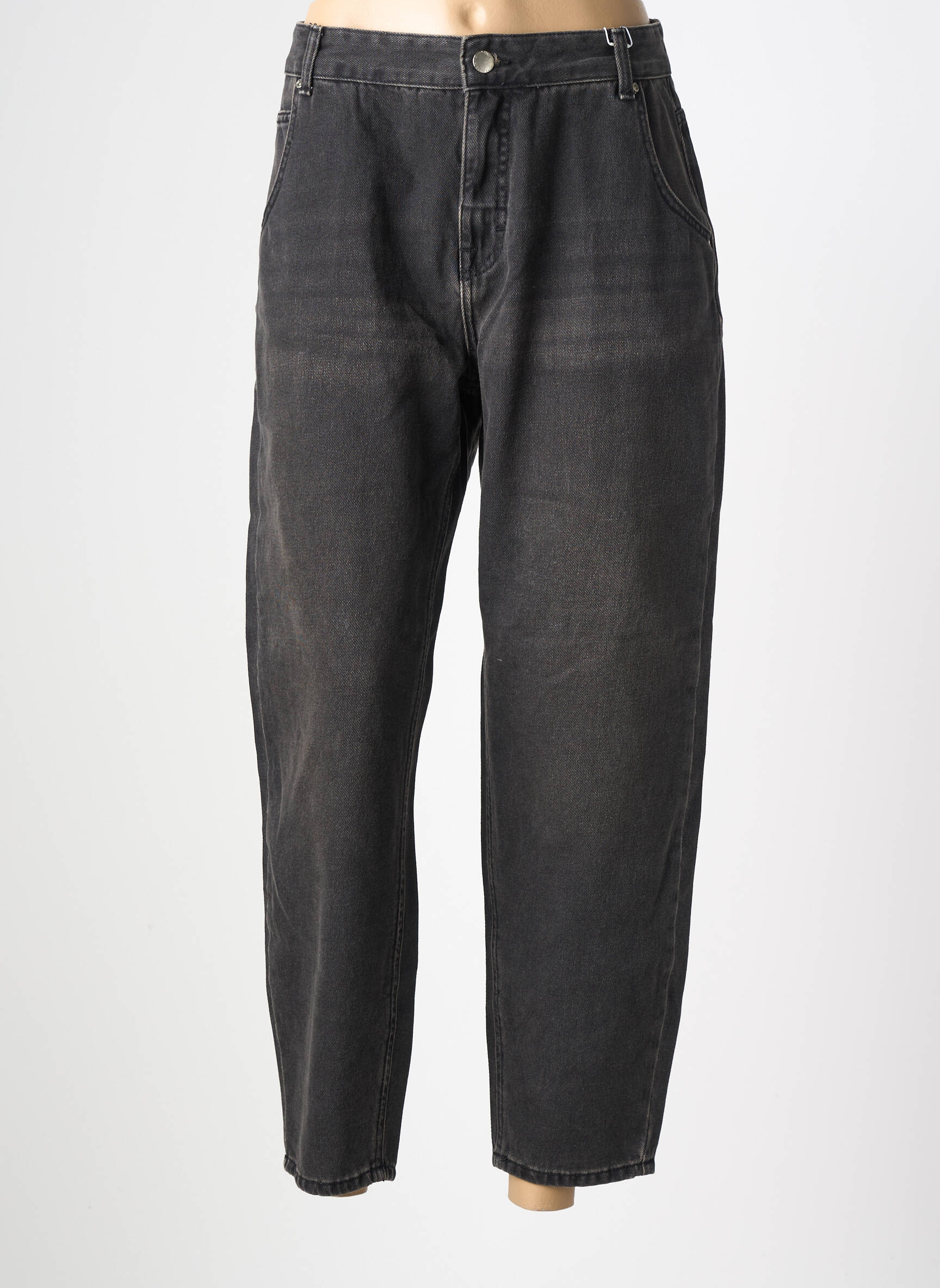 Jean coupe mom fermeture zippée sous rabat boutonné noir ONLY femme