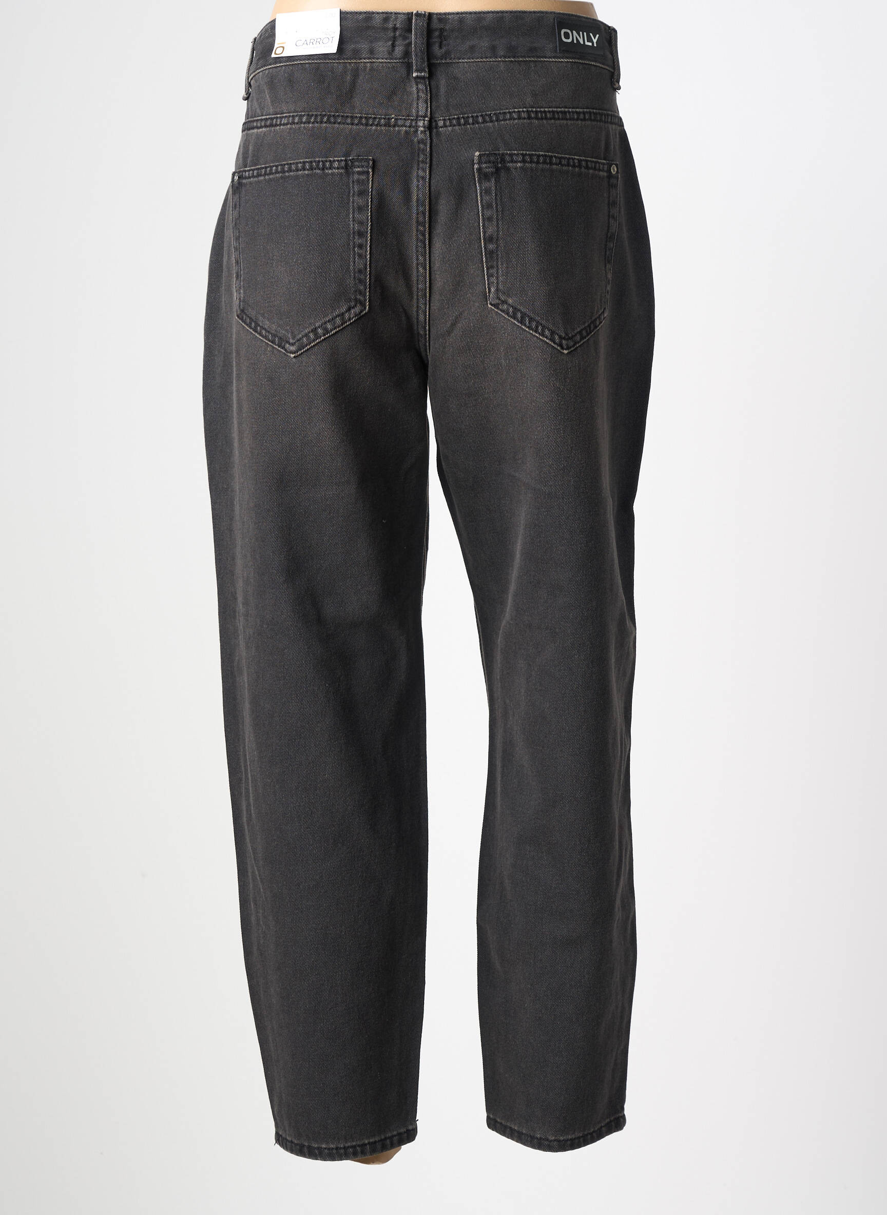 Jean coupe mom fermeture zippée sous rabat boutonné noir ONLY femme