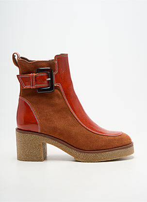 Bottines/boots matière lisse talon de 4 à 6cm orange MKD femme