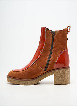 Bottines/boots matière lisse talon de 4 à 6cm orange MKD femme
