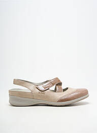 Ballerines fermeture scratch talon plat jusqu'à 3cm beige SUAVE femme
