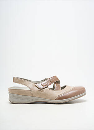 Ballerines fermeture scratch talon plat jusqu'à 3cm beige SUAVE femme
