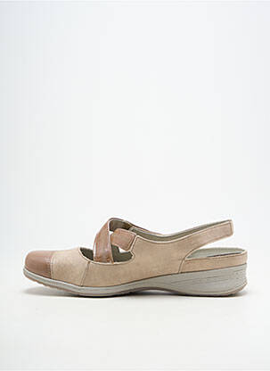 Ballerines fermeture scratch talon plat jusqu'à 3cm beige SUAVE femme