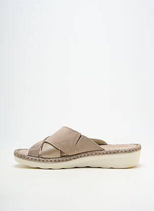 Mules/sabots matière lisse talon plat jusqu'à 3cm beige ROHDE femme