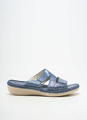 Mules/sabots matière lisse talon plat jusqu'à 3cm bleu ROHDE femme