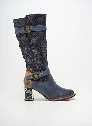 Bottes matière lisse talon de 7 à 9cm bleu LAURA VITA femme