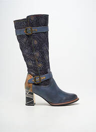 Bottes matière lisse talon de 7 à 9cm bleu LAURA VITA femme