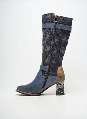Bottes matière lisse talon de 7 à 9cm bleu LAURA VITA femme
