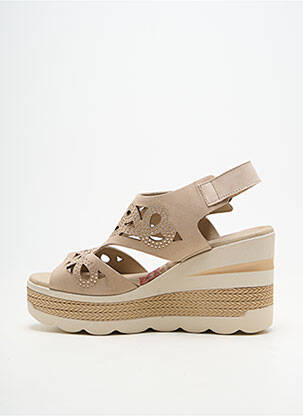 Sandales/nu pieds matière lisse talon de 7 à 9cm beige DORKING femme