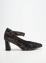 Escarpins tissage satiné talon de 4 à 6cm noir LAURA VITA femme