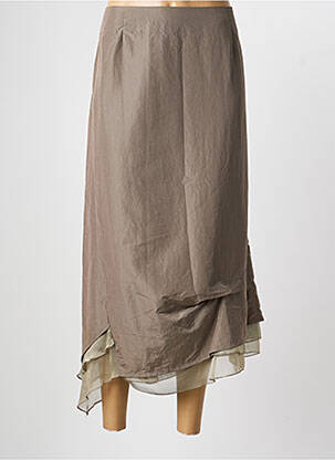 Jupe longue coupe asymétrique marron UN POINT C EST TOUT femme